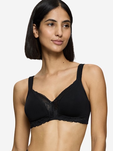 TRIUMPH T-shirt Bra 'Modern Lace + Cotton' in Black: front