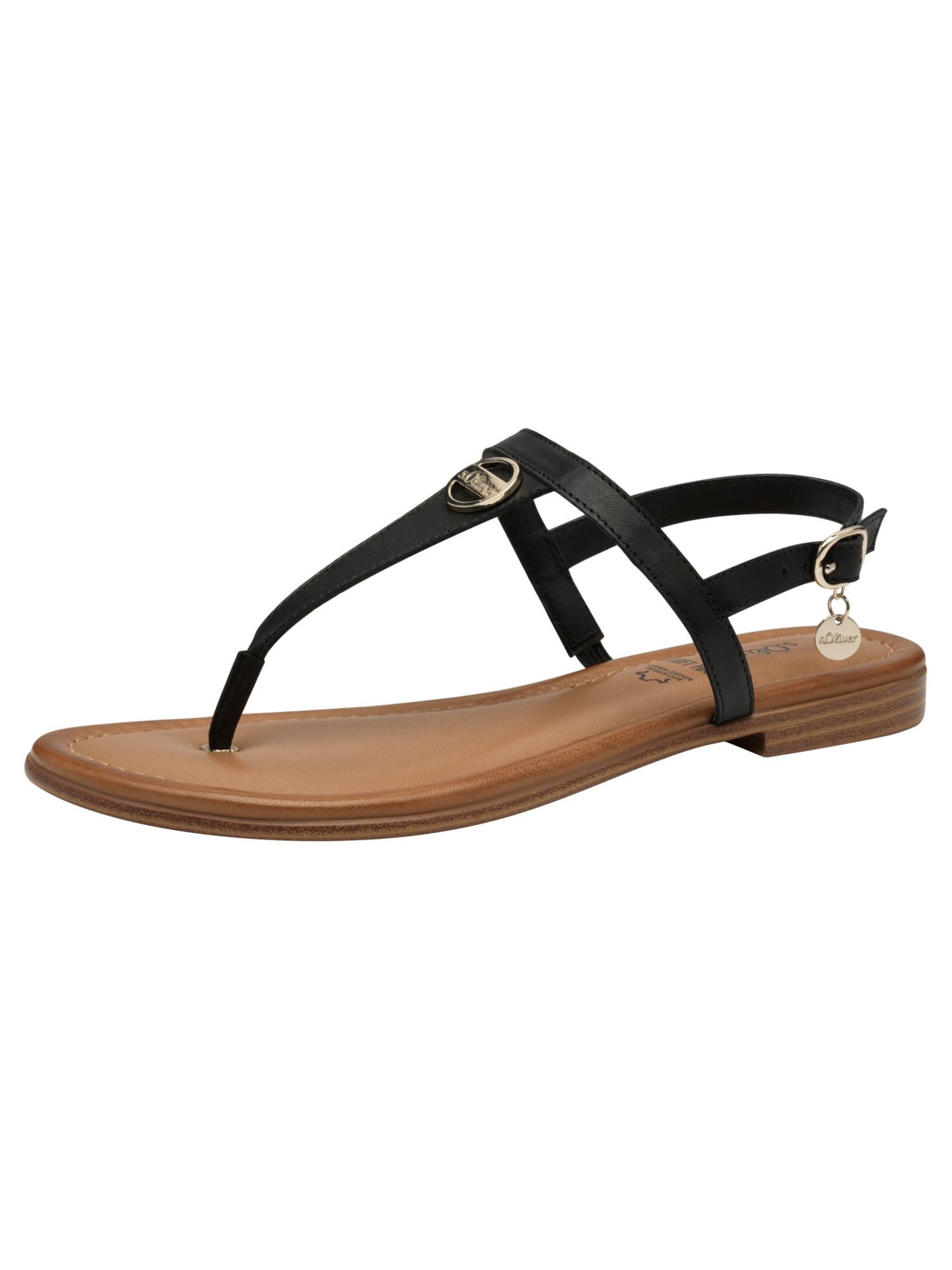s.Oliver T-Bar Sandals in Black: front
