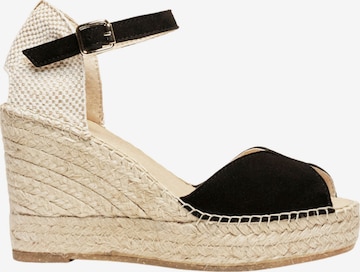 Alhamas Strap Sandals 'Alpargata Cuña 10 cm' in Black: front