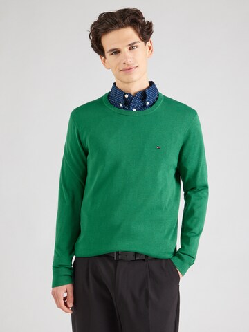 TOMMY HILFIGER Pulóver 'Essential' - zöld: elől
