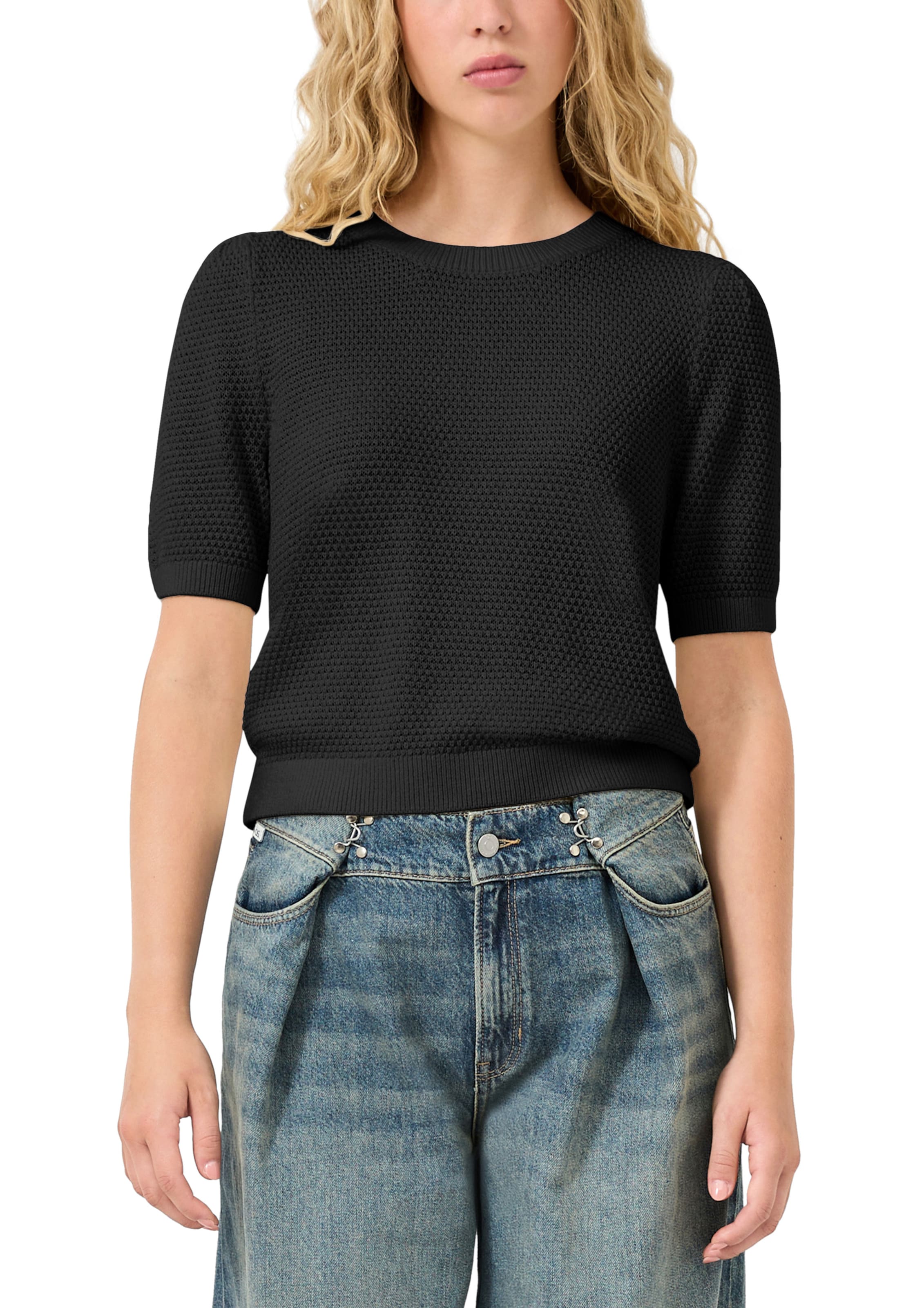 QS Strickpullover in Schwarz