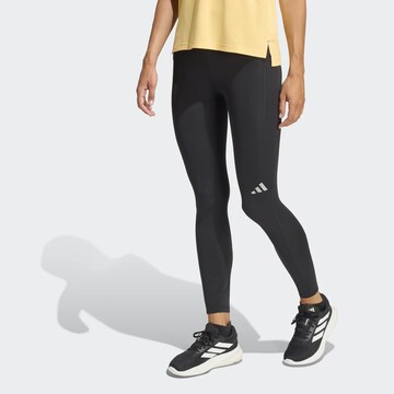 ADIDAS PERFORMANCE Skinny Workout Pants in Black: front