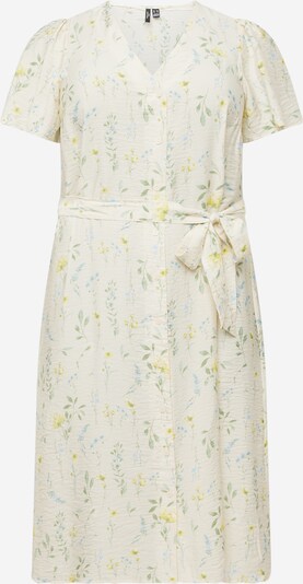 Vero Moda Curve Robe-chemise 'VMCJOSIE' en beige clair / bleu clair / jaune clair / olive, Vue avec produit