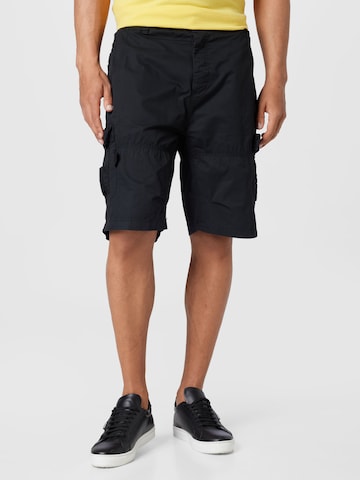 Brandit Cargo trousers in Black: front