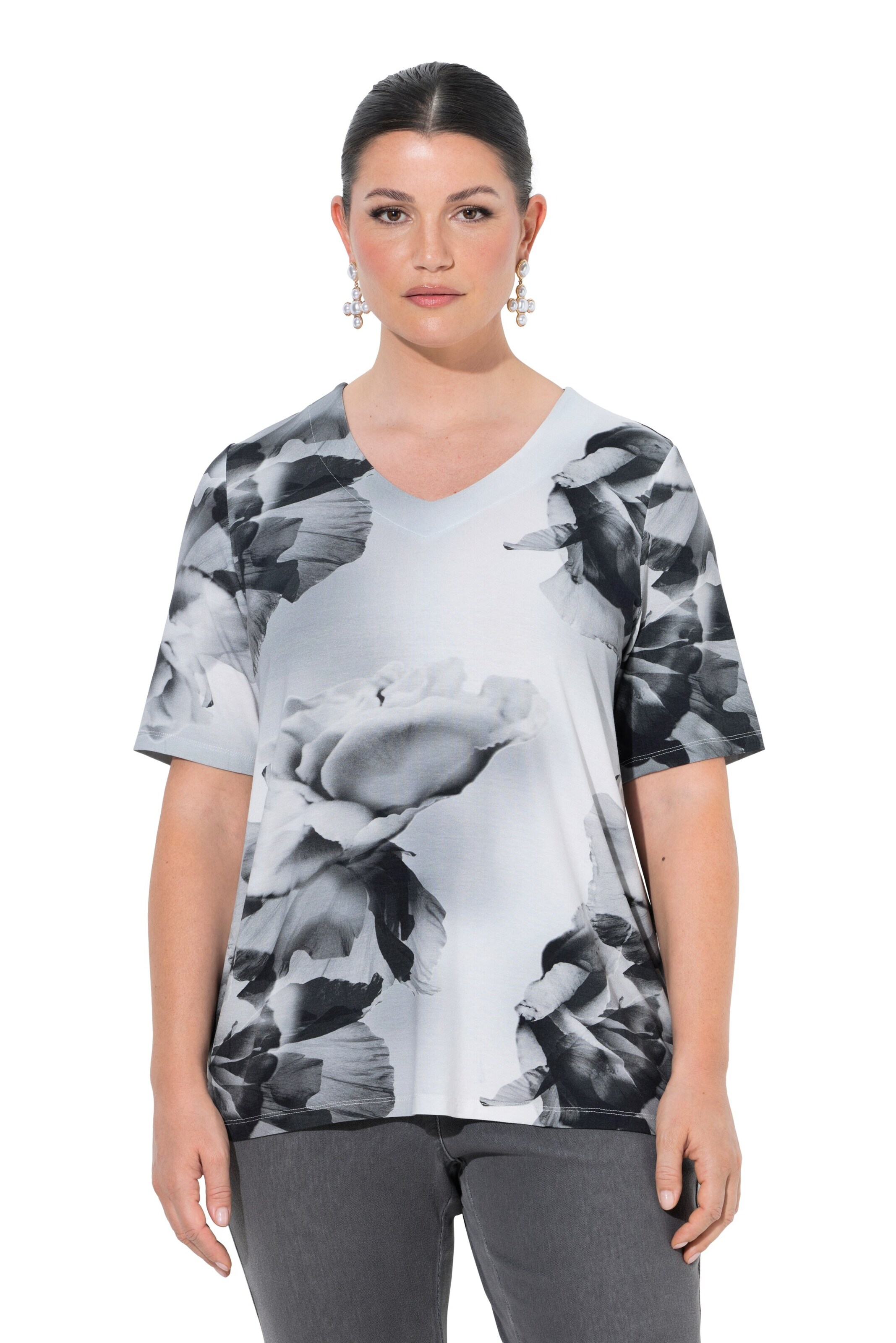 Ulla Popken Shirt in Zwart: voorkant