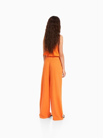 Bershka Wide Leg Hose in Orange