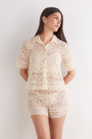 INTIMISSIMI Pajama Shirt 'ITALIAN RIVIERA' in Beige