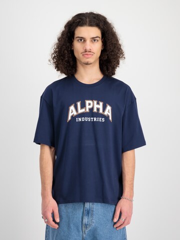 ALPHA INDUSTRIES Тениска 'College T' в синьо: отпред
