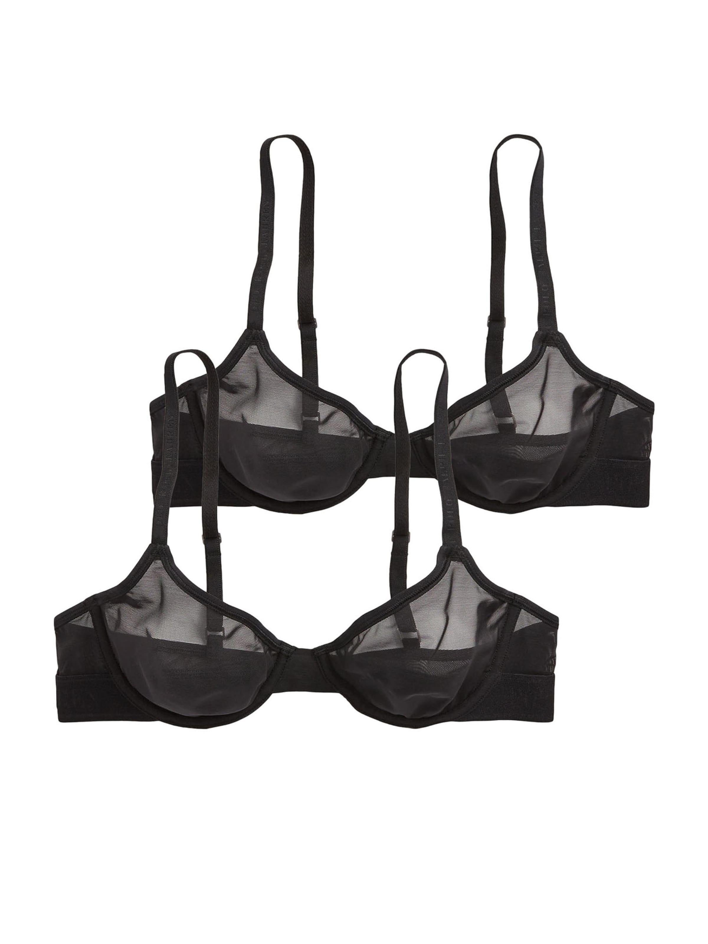 Polo Ralph Lauren Triangel Bügel-BH ' Unlined Demi Bra - Mesh ' in Schwarz: Vorderseite