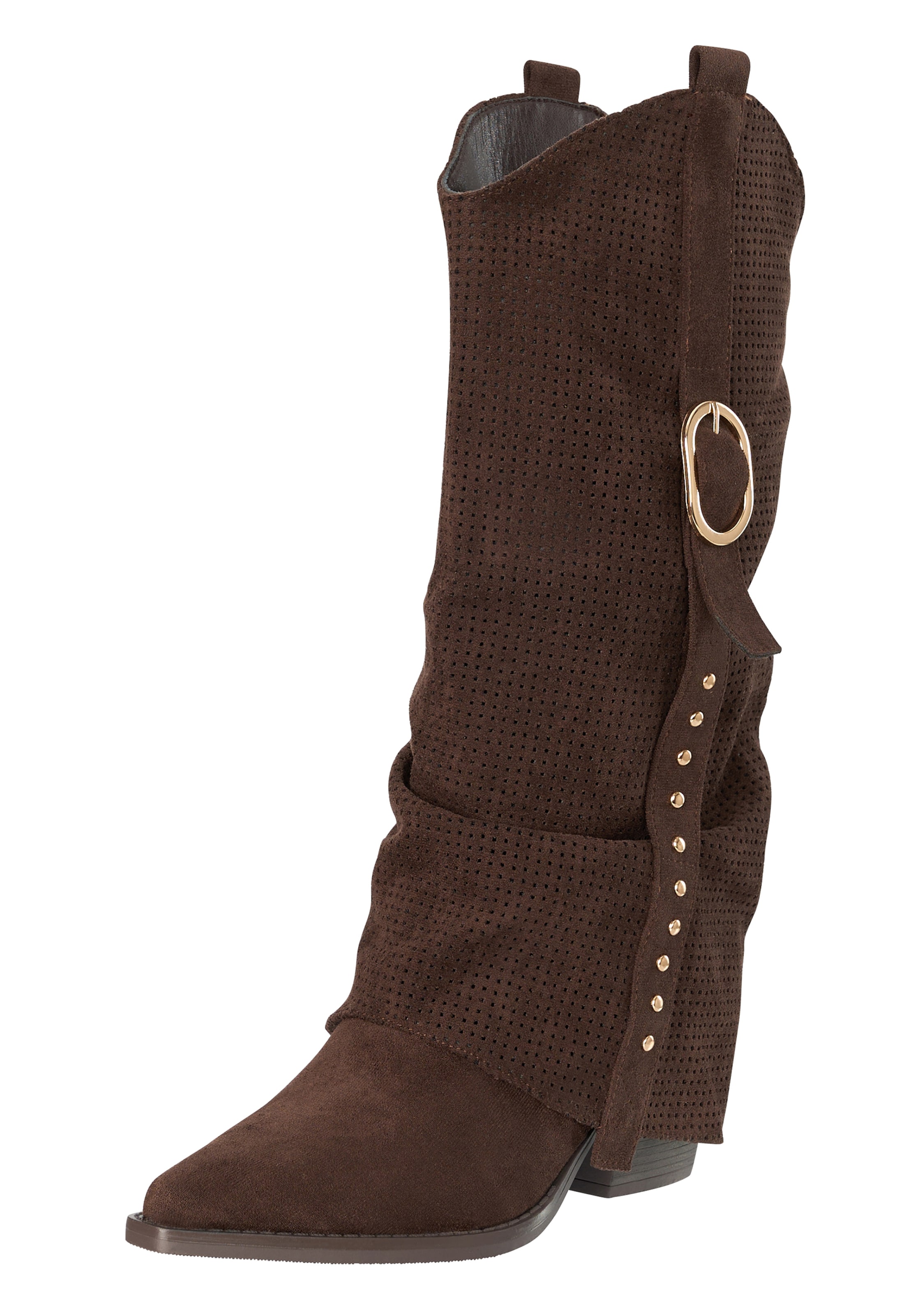 Salinyang Cowboy Boots in Brown: front