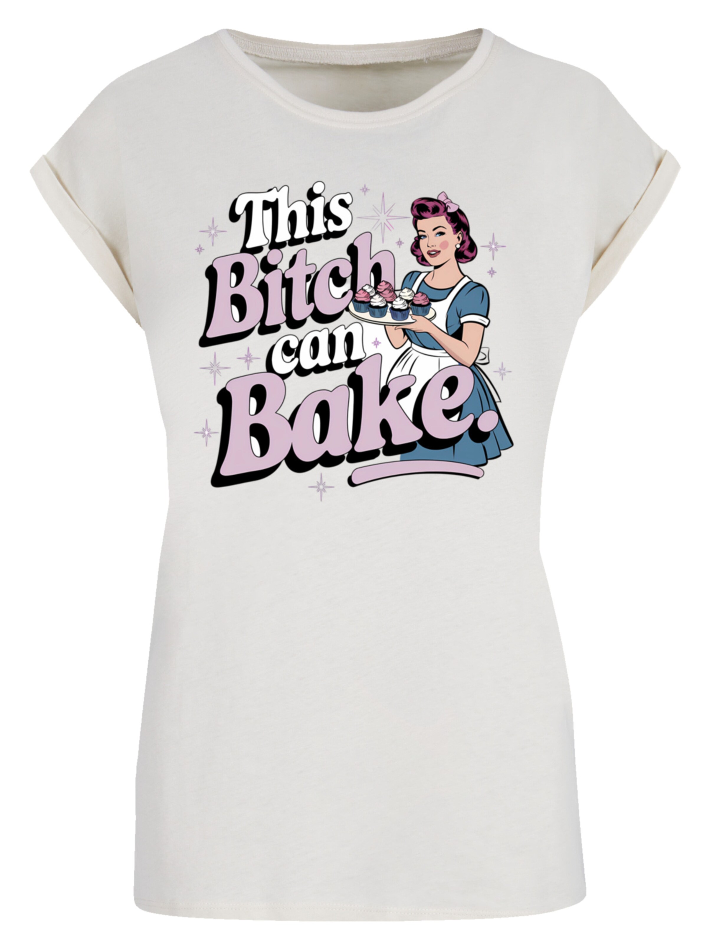 F4NT4STIC Shirt 'Vintage Pin Up Bäckerin"' in Beige: voorkant
