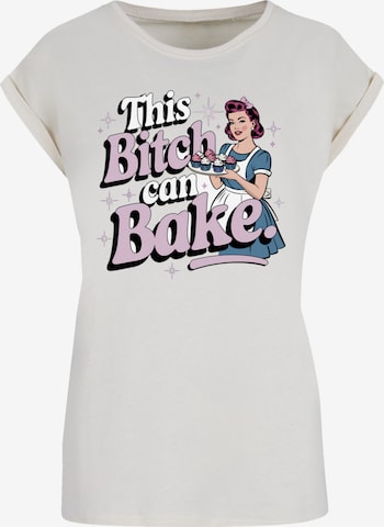 F4NT4STIC Shirt 'Vintage Pin Up Bäckerin"' in Beige: voorkant