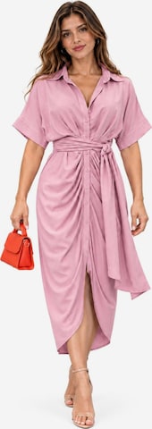 SPORTS36.NL Dress 'Women's Short-Sleeve Shirt Dress with Waist Tie' in Pink: front