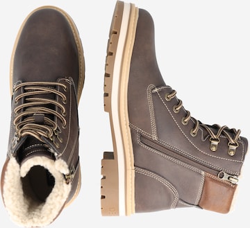 TOM TAILOR - Botas com atacadores em castanho