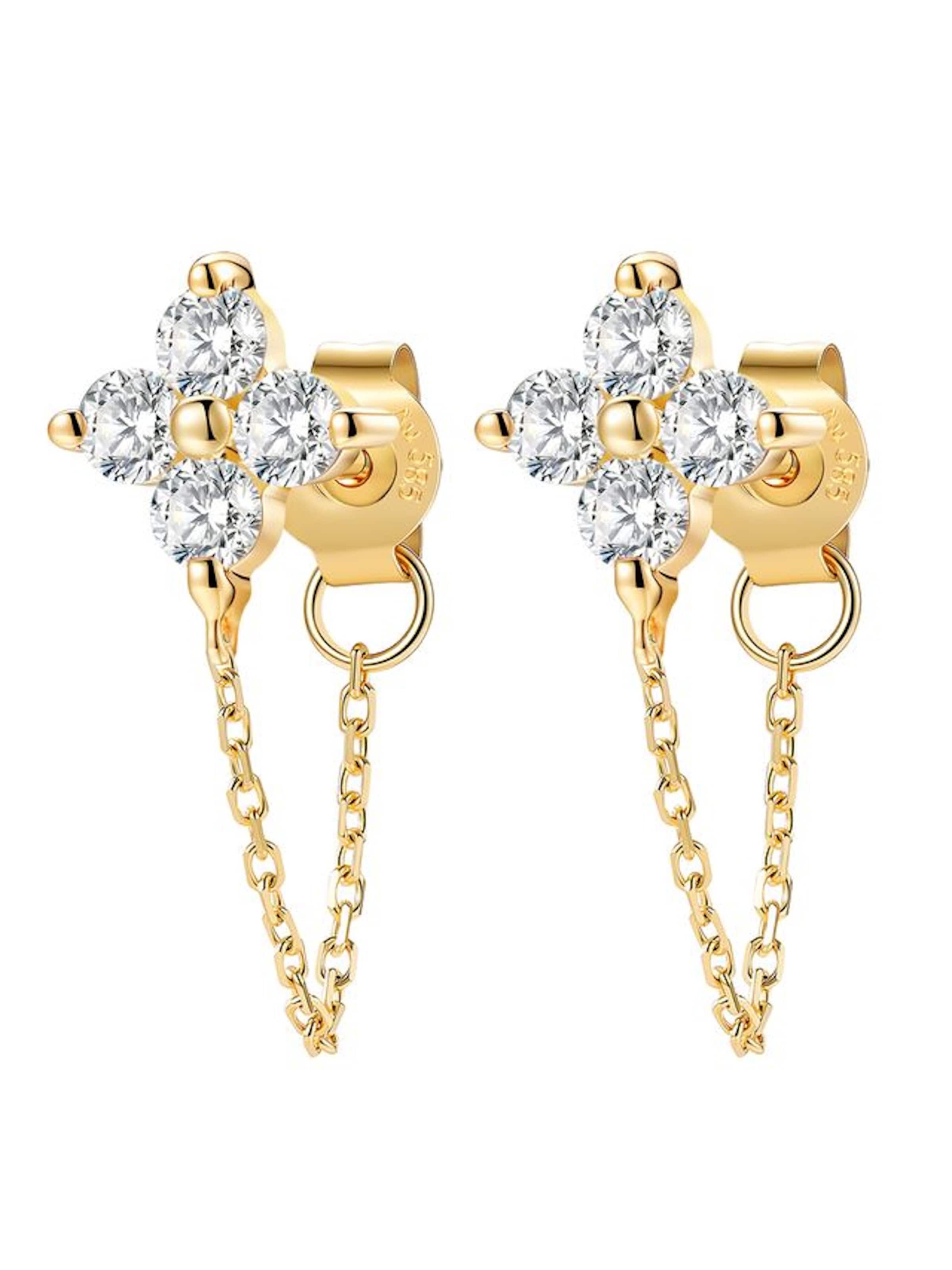 Orecchini 'Luck Chain' di Dear Me in oro: frontale
