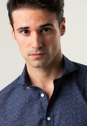 Black Label Shirt Regular fit Zakelijk overhemd 'DENIMLIKEPRINT' in Blauw