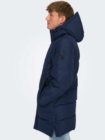Only & Sons Prehoden plašč 'ONSCarl' | modra barva
