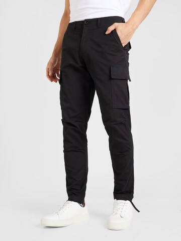 JACK & JONES Tapered Cargobroek 'Ace Tucker' in Zwart: voorkant