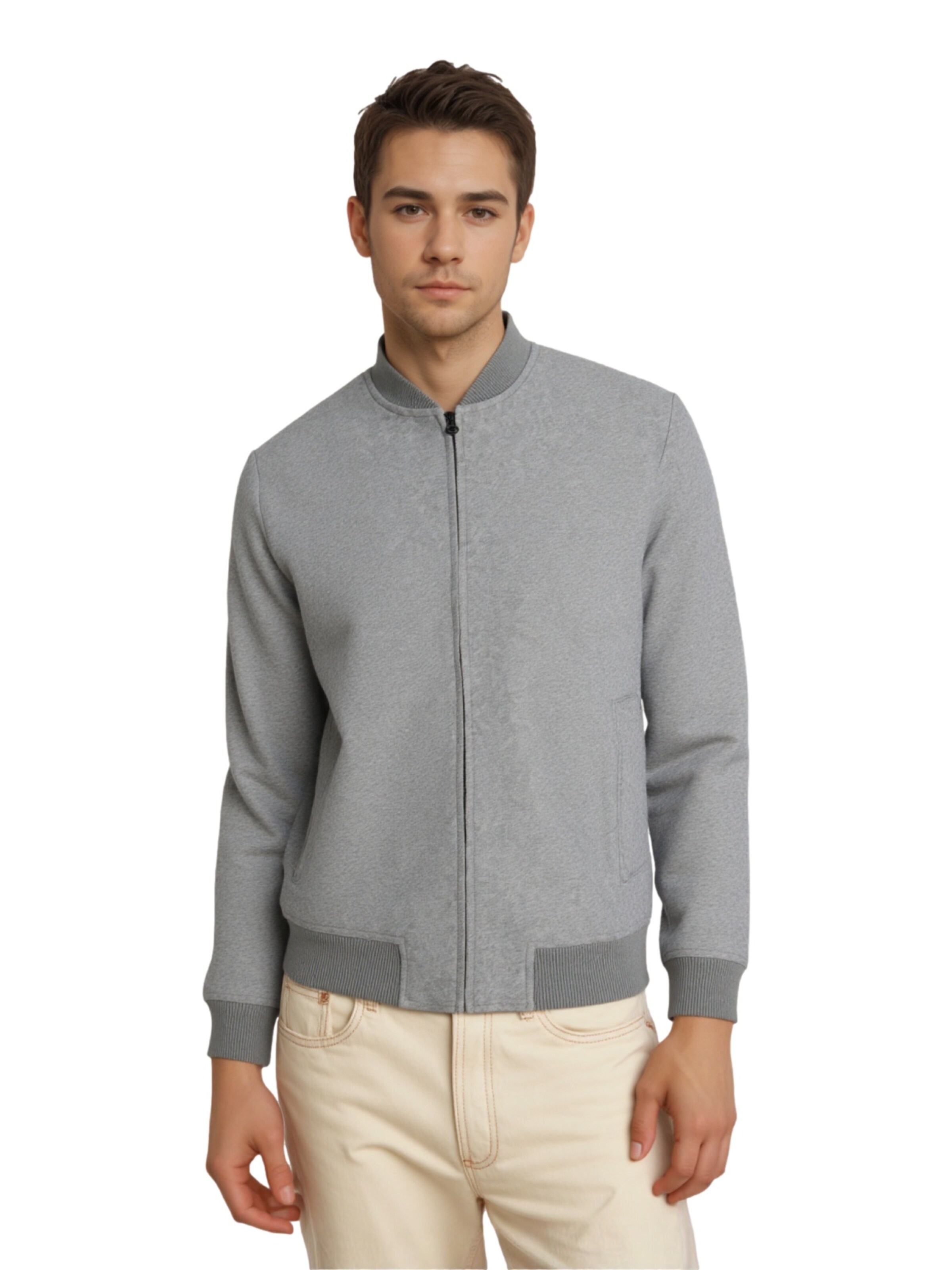 pelēks JACK & JONES Starpsezonu jaka 'James': no priekšpuses