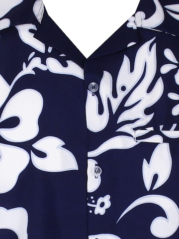 King Kameha Shirt 'Hibiscus' in Blau