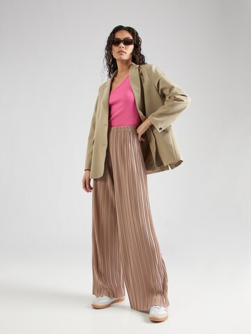 Misspap Wide leg Broek in Beige