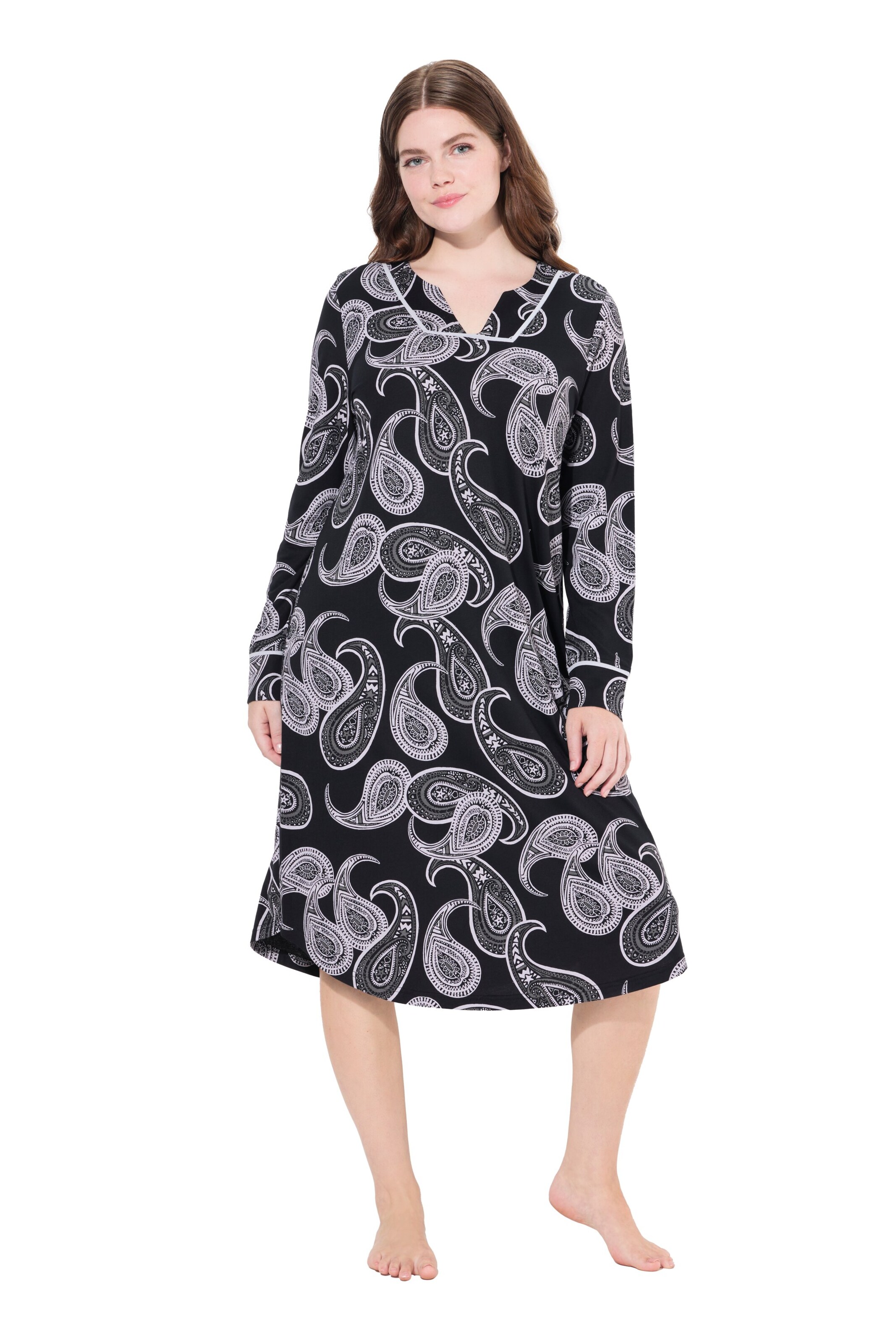 Ulla Popken Nachthemd in Zwart: voorkant