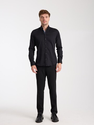 Slim fit Camicia business 'Roma Satin Man Shirt Green' di 7Camicie in nero