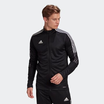 ADIDAS SPORTSWEAR Skinny Athletic Jacket 'Tiro 21' in Black: front