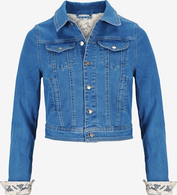 ANNIS WIESBADEN EST. 2021 Übergangsjacke 'Premium Jeansjacke, Brautjacke mit Spitze & Bestickung – Made in Europe – Regular & Plus Size' in Blau: Vorderseite