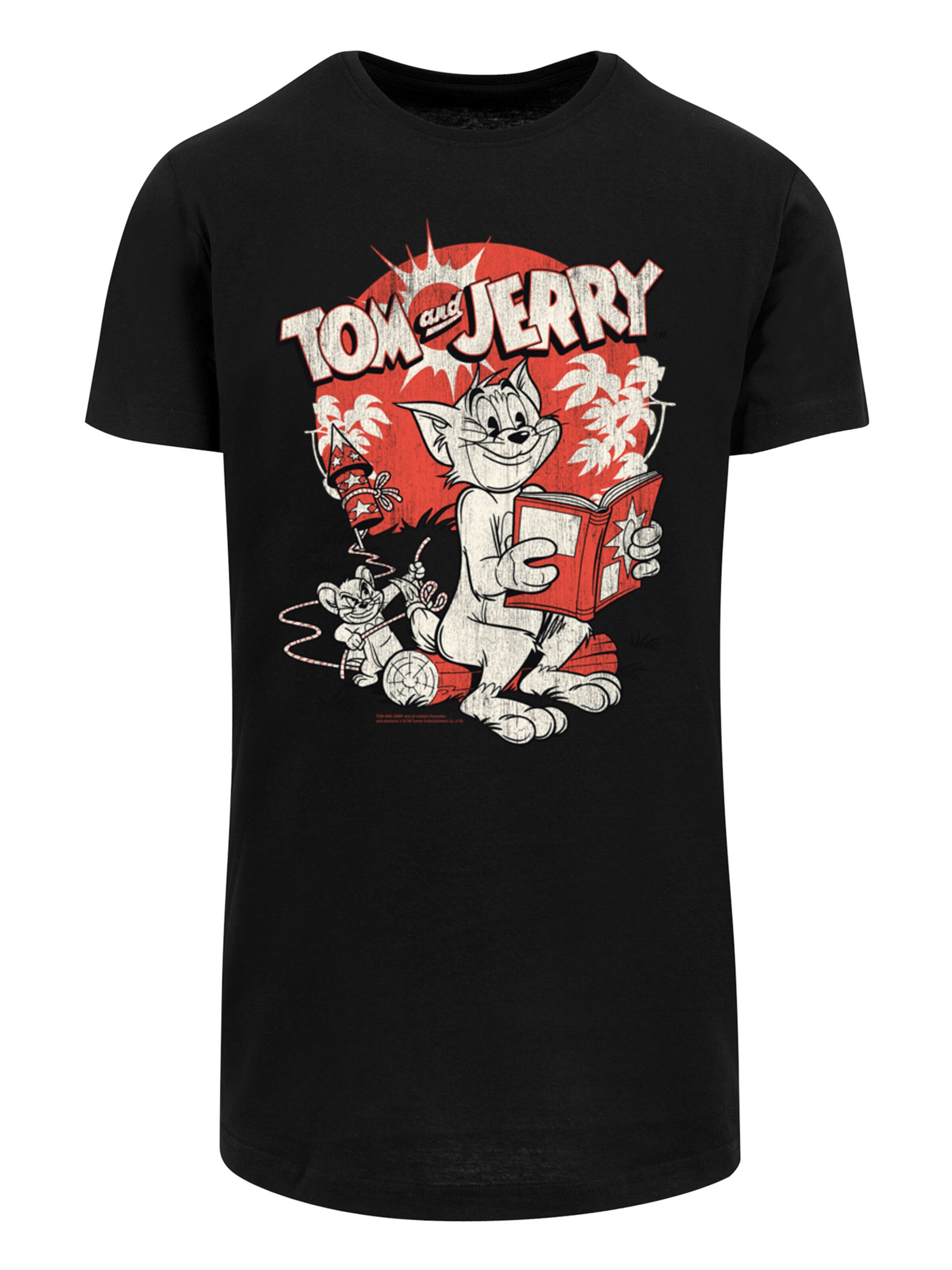 F4NT4STIC Shirt 'Tom and Jerry TV Serie Rocket Prank' in Zwart: voorkant