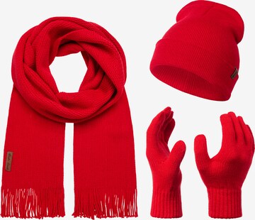 Rock Creek Set: Mütze, Schal und Handschuhe in Rot: predná strana