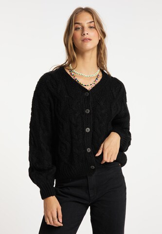 IZIA Oversized strikkejakke i svart: forside