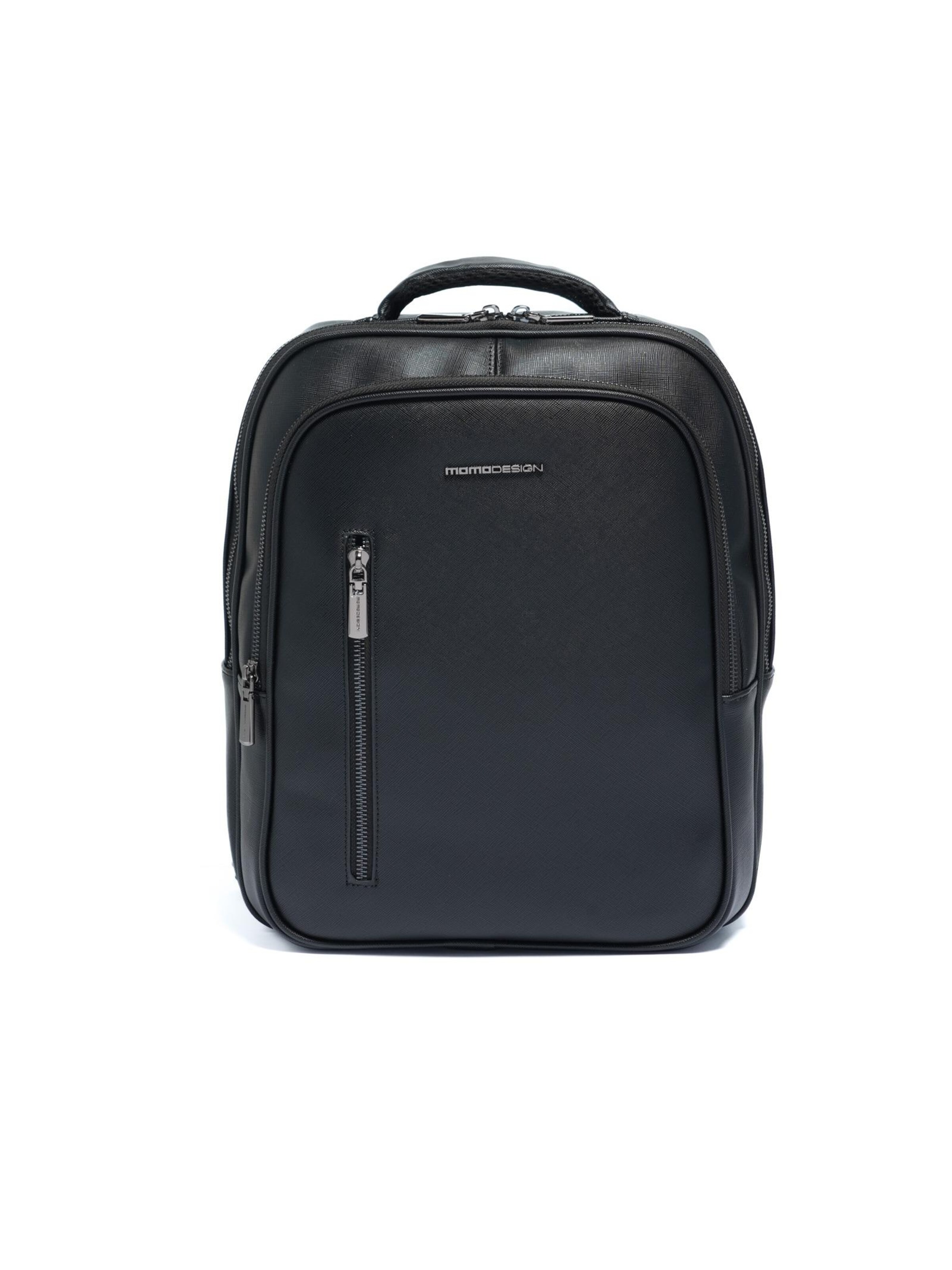 Zaino 'Zaino Momo Design Poliuretano - Backpack Uomo Elegante con Zip' di Momo Design in nero: frontale