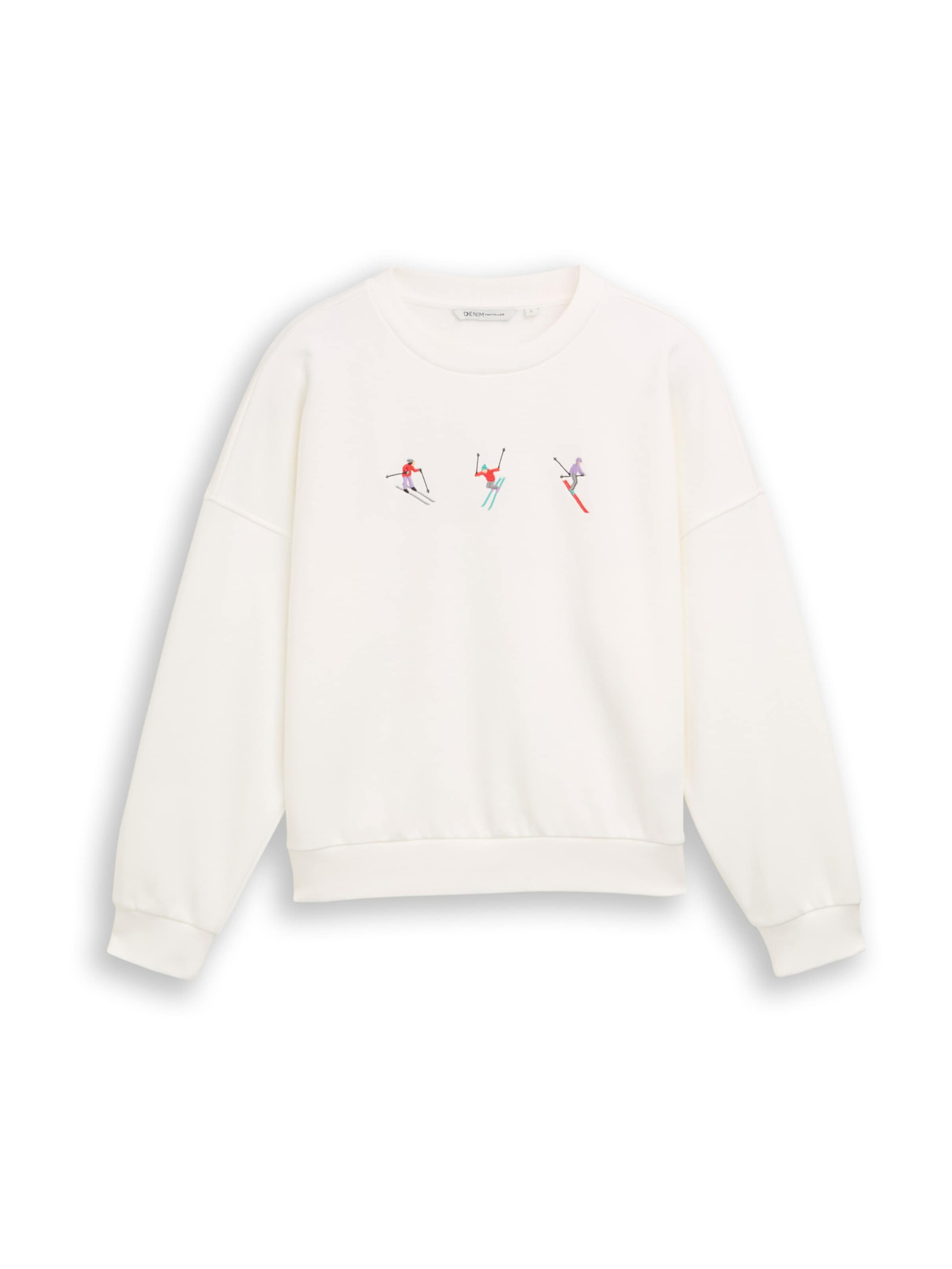 TOM TAILOR DENIM Sweatshirt i hvid: forside