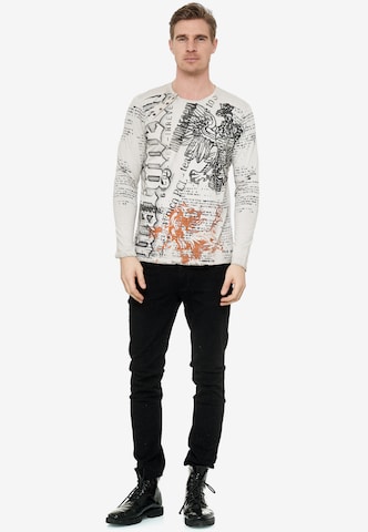 Rusty Neal Longsleeve mit coolem Print in Beige