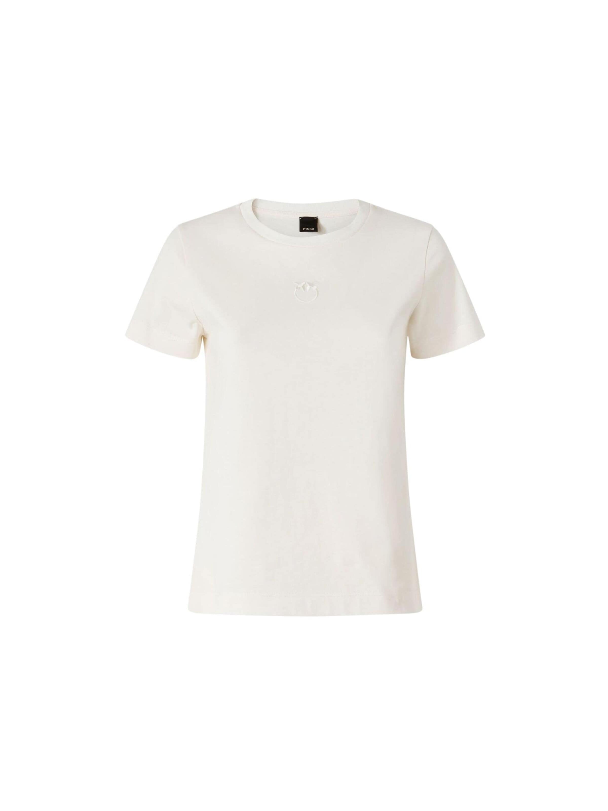 PINKO Koszulka 'BUSSOLOTTO T-SHIRT JERSEY PATCH EFFETTO RICAMO' w kolorze biały: przód