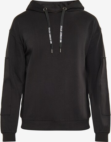 Sweat-shirt MO en noir : devant