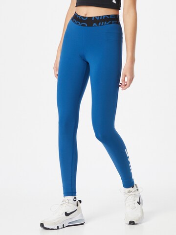 NIKE Skinny Spodnie sportowe w kolorze niebieski: przód