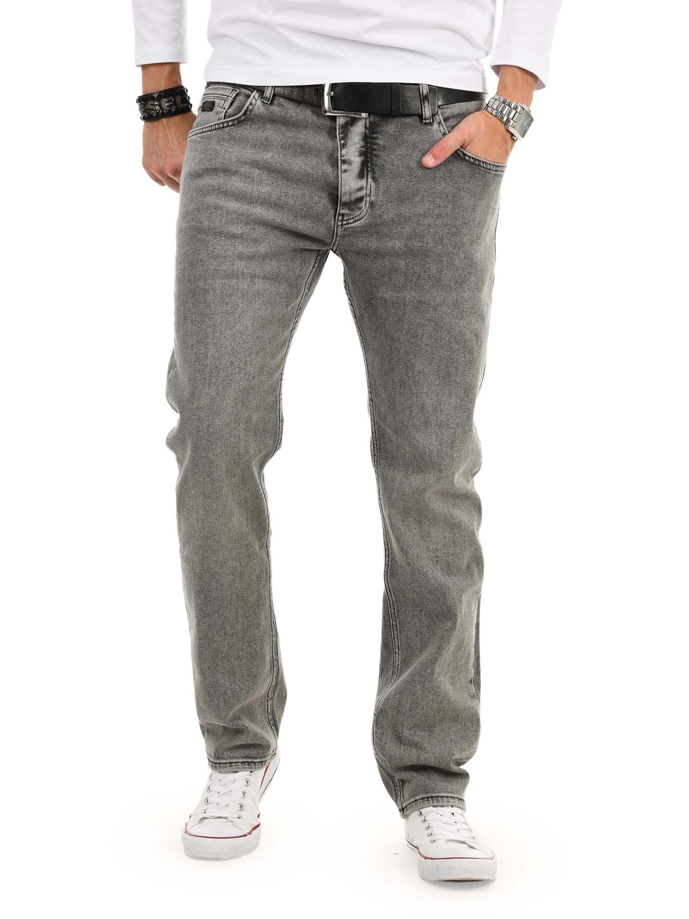Alessandro Salvarini Regular Jeans in Grey: front