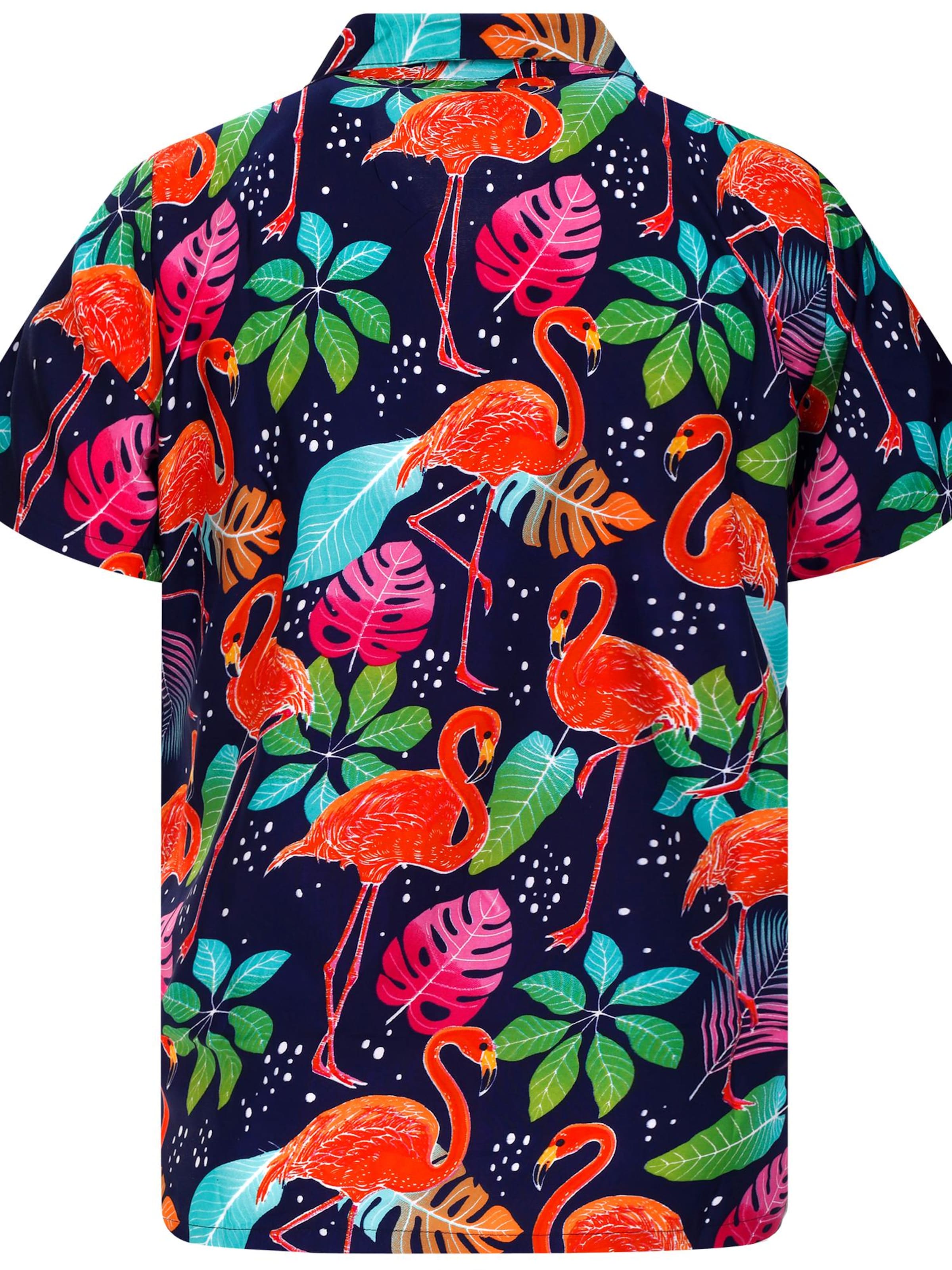 Maglietta 'Funky Flamingos' di King Kameha in blu