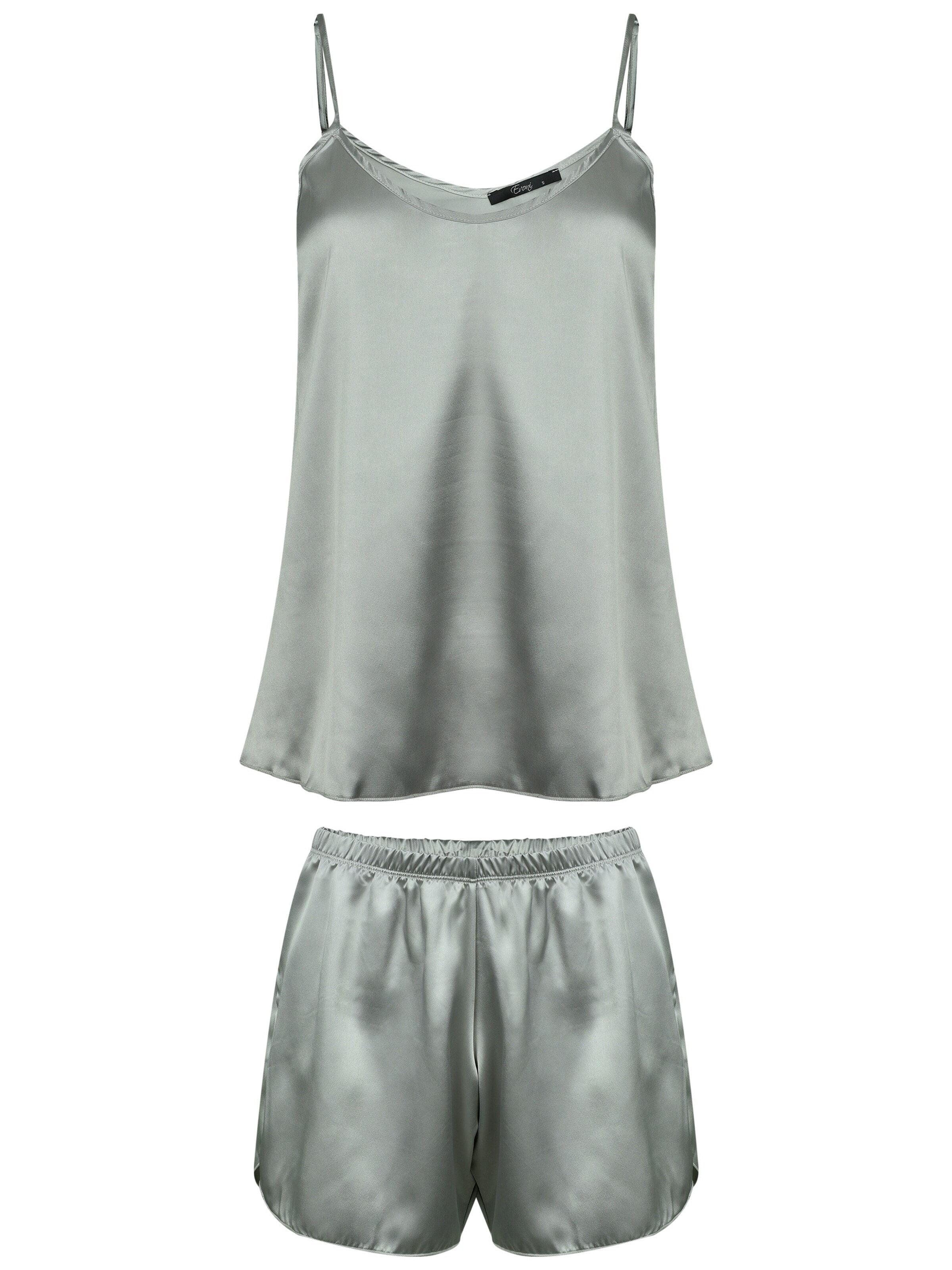 Evoni Pyjama 'Set aus Satin'‌ in Silber: Vorderseite