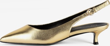 Décolleté sling 'ELEGANCE ESSENCE' di L37 HANDMADE SHOES in oro: frontale