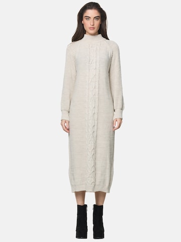Elara Gebreide jurk in Beige: voorkant