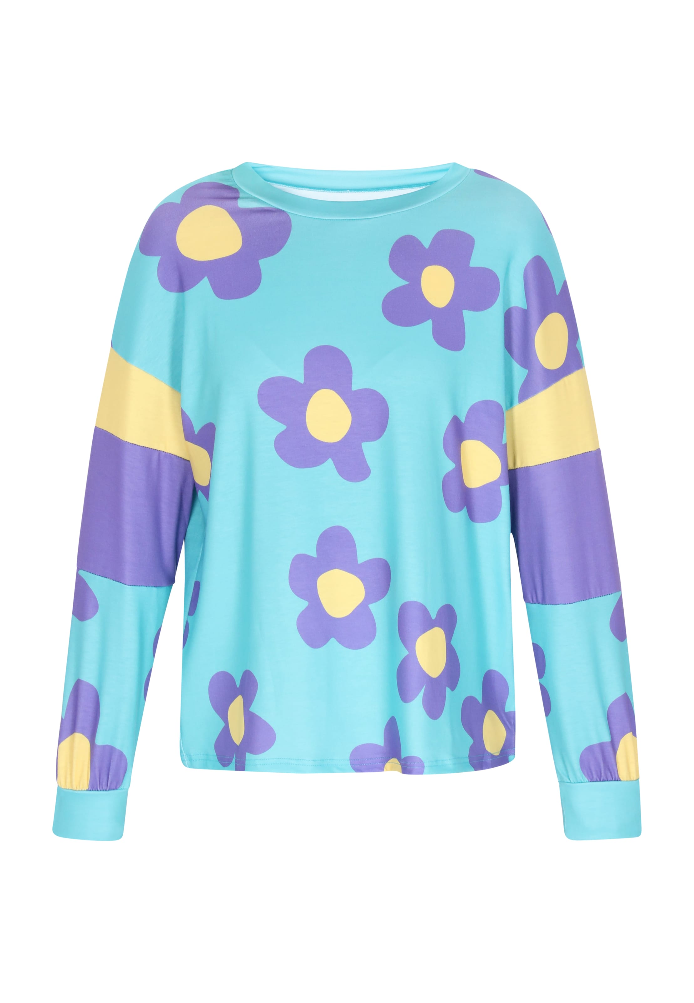 ebeeza Sweatshirt 'Fashion Look' i azur / pastelgul / mørkelilla, Produktvisning