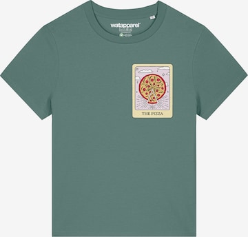 Maglietta 'Tarot The Pizza' di Watapparel in verde: frontale