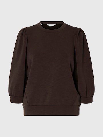 Sweat-shirt 'SLFTenny' SELECTED en marron : devant
