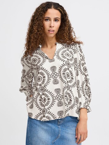 Camicia da donna 'MENEKA' di ICHI in bianco: frontale