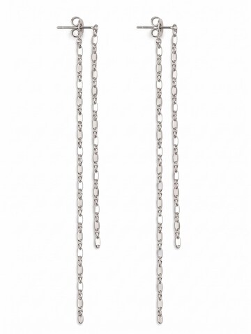 Kamakula Earrings 'Linear Chain' in Silver: front