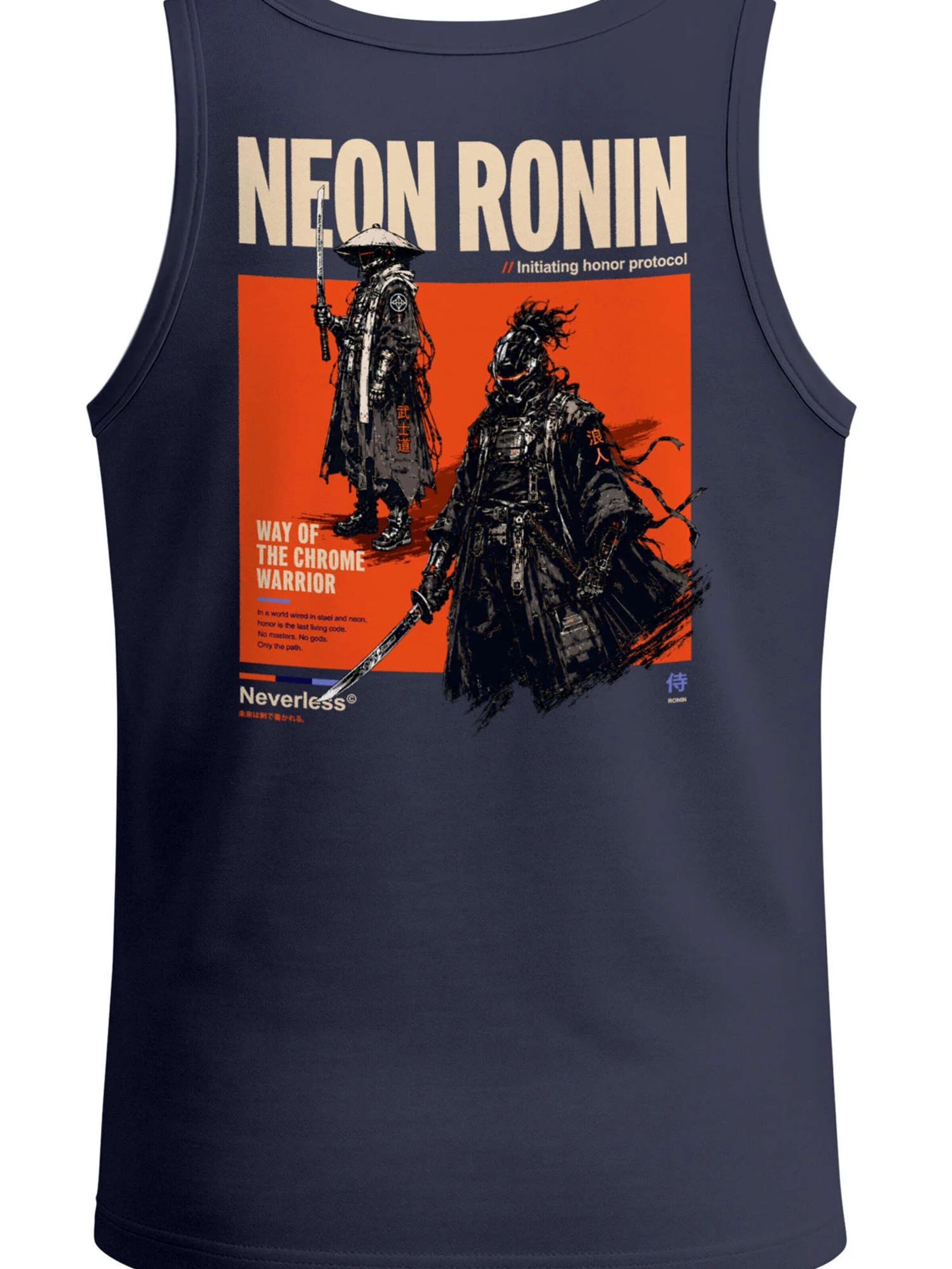 Neverless Shirt 'Neon Ronin' in Blue: front
