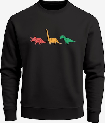 Neverless Sweatshirt 'Geometric Dino' in Black: front